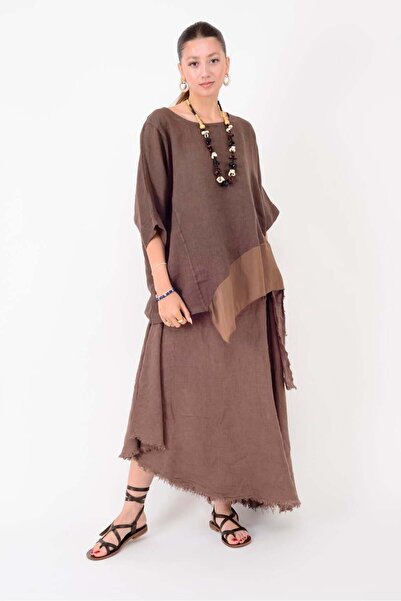 ZTO Women's Asymmetric Linen Skirt