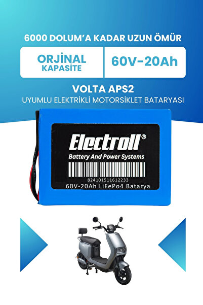 ELECTROLL Volta Aps2 Uyumlu Batarya LiFePO4 60V 20Ah Elektrikli Motorsiklet B...