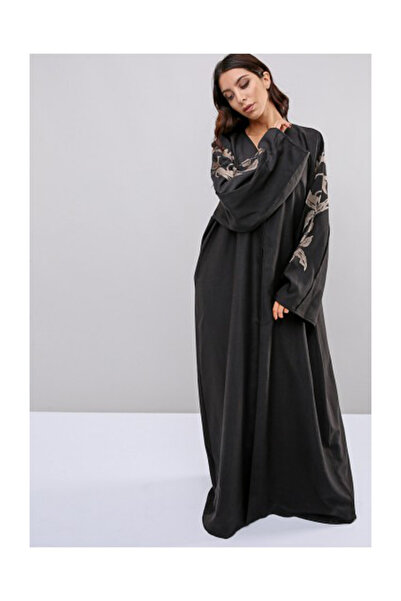 Bousni Stylish Front Open Embroidered Abaya