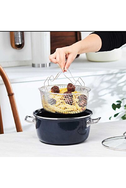 Home Enamel Frying Pan 24cm Black