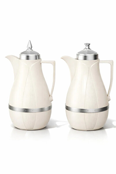 Urbanza طقم فاخر من إبريقين للقهوة والشاي على الطريقة العربية، لون كريمي مع غ...