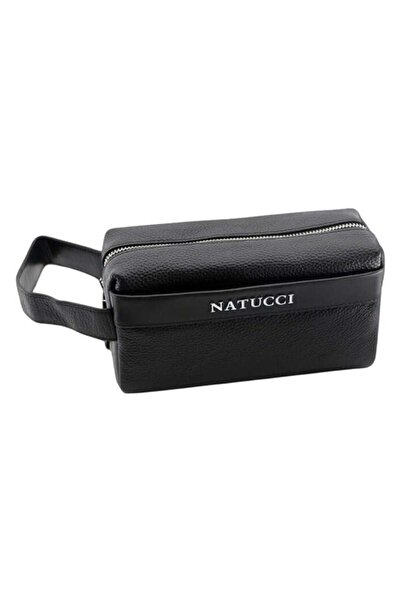 Natucci حقيبة يد رجالية من جلد الأسود من ناتوشي
