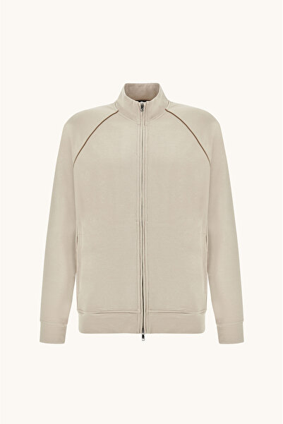 PAUL&SHARK Men's Regular Fit Zipper Closure Mock Neck Long Sleeve Beige Sweat...