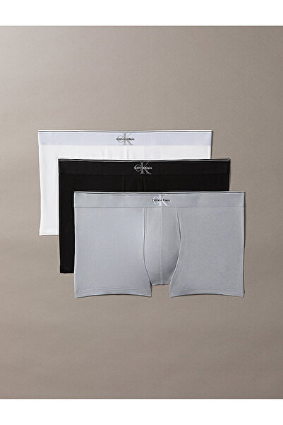 Calvin Klein Erkek Logo Detaylı Elastik Bel Bantlı Pamuklu Üçlü Paket Gri Box...