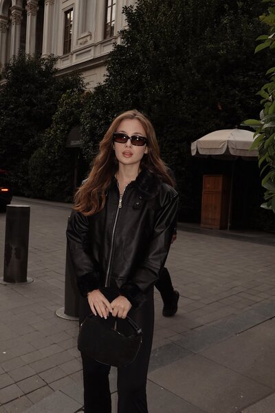 FERZOLAİO Petra Black Leather Jacket