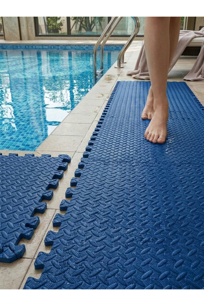 CARPAZAR 50x50 13mm Kaydırmaz Havuz Kenarı Puzzle Zemin Kaplama Mavi