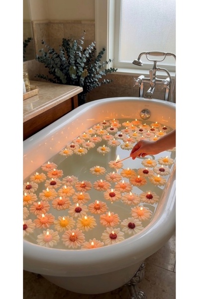 Mumlight Dekoratif Hediyelik Suda Yüzen Papatya Mum 5’li Set Mevlid,Söz,Nişan...