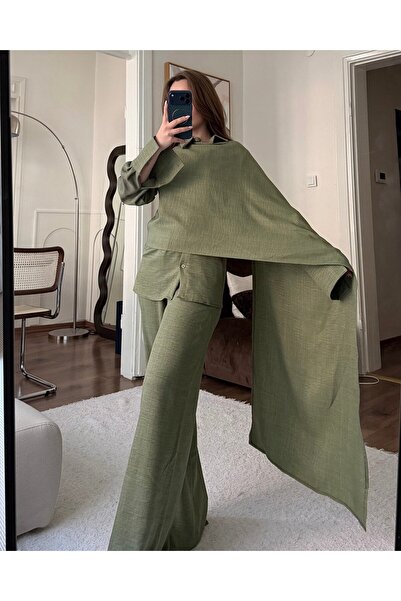 FERZOLAİO Khaki Double Suit with Shawl Detail