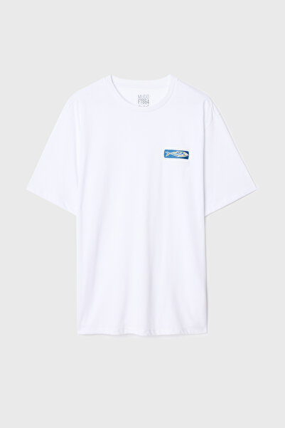 Mudo Loose Fit Embroidered Crew Neck T-Shirt