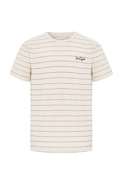 Mudo Striped Embroidered Crewneck T-Shirt