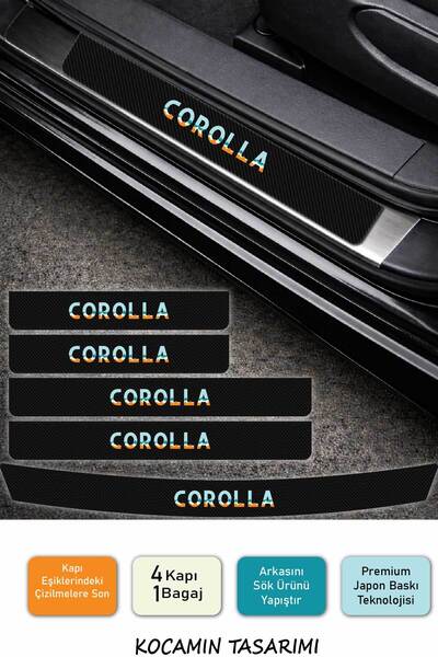 Kocamın Tasarımı Toyota Corolla Kapı Eşiği Karbon Koruma Seti – Corolla Uyuml...