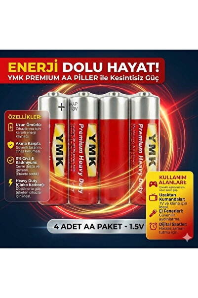 Lunitech Alkalin AA Kalem Pil, 1,5V (Oyuncak - Mause - El Feneri ), 4'lü Pake...
