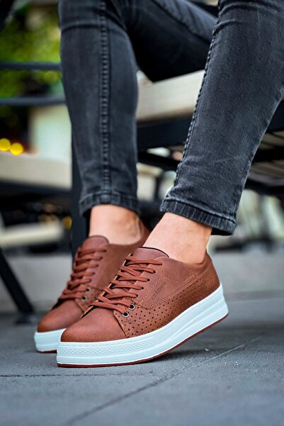 Zapatos Ch043 Cowien Men's Daily Lace-Up Leather Sports Sneakers Shoes Cbt - Tan
