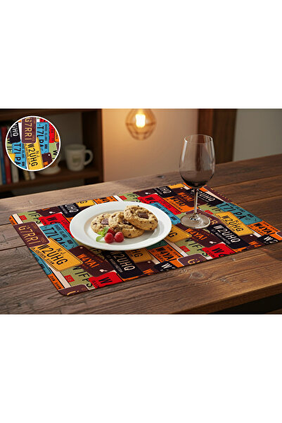 PALS TEKSTİL Deri Amerikan Servis / 4'lü Set / Supla / Placemats / 40X33 Dikd...