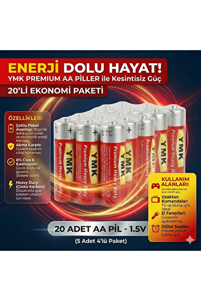 Lunitech Alkalin AA Kalem Pil, 1,5V (Oyuncak - Mause - El Feneri ), 20'li Pak...