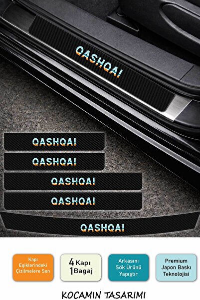 Kocamın Tasarımı Premium Karbon Nissan Qashqai Kapı Eşiği Koruma Seti – 5 Par...