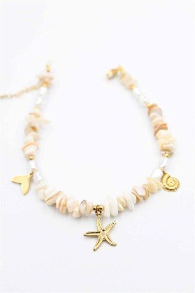 MENESSA Natural stone anklet - gold