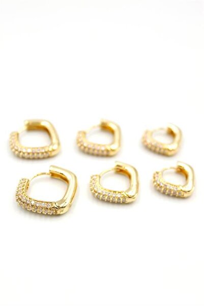 MENESSA 6-piece stone square hoop earrings - gold