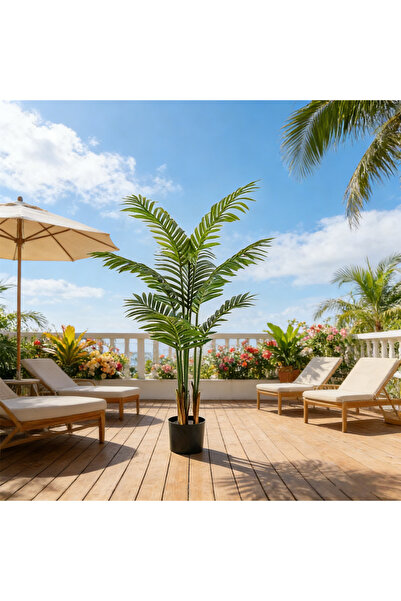 BESTONE شجرة نخيل اصطناعية واقعية، لا تحتاج إلى صيانة، مثالية لتزيين غرفة الم...