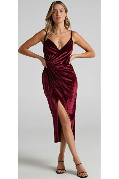Hanife Glam Couture Hanife Glam askılı kadife elbise