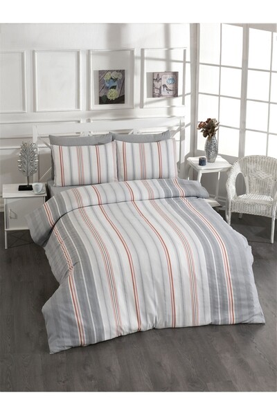 Rasel Tekstil İbiza P Cotton U Ç Double Duvet Cover Set 200X220 cm Gray