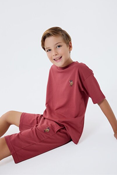 U.S. Polo Assn. Хлопчачий бордовий комплект бермудів
