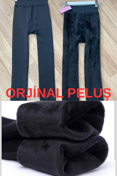 JETS'E Seamless Plush Leggings Complete Underwear Fur Plush Black Leggings Pl...