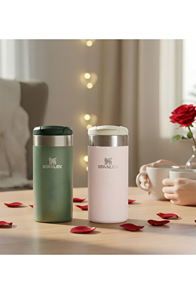 Trendmiya طقم هدايا مكون من قطعتين من الترمس الوردي والأخضر سعة 0.35 لتر خاص ...