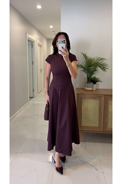 BİRCANÇİL Rochie Fonise Bordo Ay cu detalii la mânecă