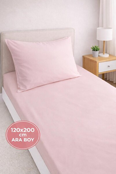Eponj Home Pes Lastikli Çarşaf Seti OrtaBoy 120x200cm Solid Pudra