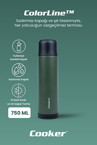 Cooker ColorLine 750 ml Paslanmaz Çelik Termos Yeşil