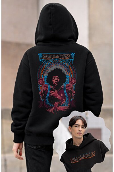 Fuddy Moda Ουνισέξ oversized Τζίμι Χέντριξ Μπλούζα με τύπωμα με κουκούλα