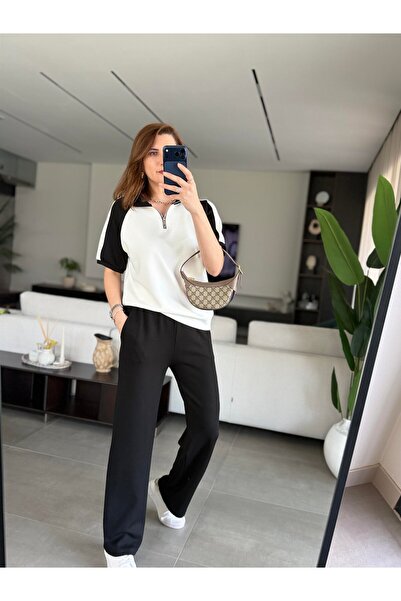 QİMYA BUTİK ΣΕΤ ΔΥΟ ΤΕΜΑΧΙΩΝ ŞANS LİFE Γυναικεία Μπλούζα και Παντελόνι με φερ...