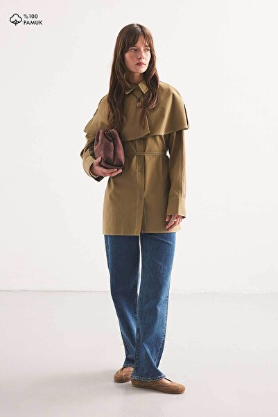 Hooopstore قميص زيتوني بياقة قابلة للفصل