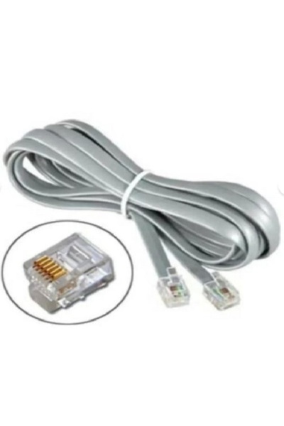 10 Adet Telefon Kablosu 2 Ucu Jacklı Rj11 Köken Kablo Adsl Modem Ara Kablo 1.5m (10 Adet)