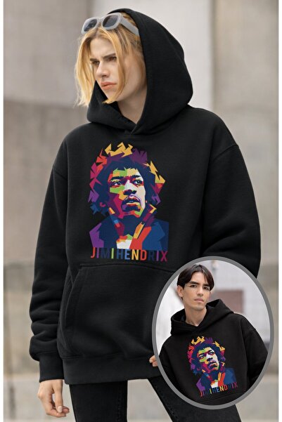 Fuddy Moda Ουνισέξ oversized Τζίμι Χέντριξ με τύπωμα με κουκούλα Φούτερ