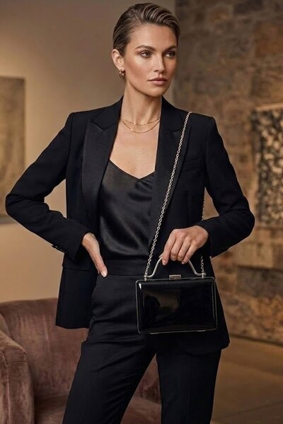 VAROL ÇANTA Rochie de seară pentru femei Varol 749 Skin geantă Negru