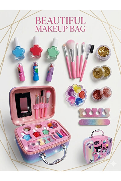 Bionic Kids Makeup Kit for Girls - Washable Pretend Play Set with Carrying Case