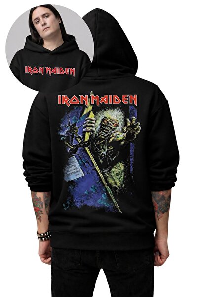 Fuddy Moda Unisex Iron Maiden Backpack με τύπωμα με κουκούλα Φούτερ, oversize...
