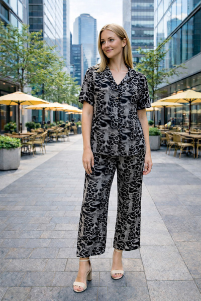 Clyfora Leopard Printed Piece Shirt Set