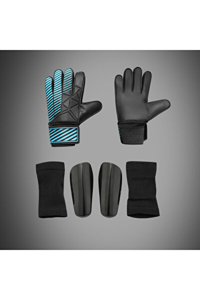 unes قفازات حارس المرمى باللون الأزرق مع شعار NK + طقم كرة قدم أسود مع واقي ا...