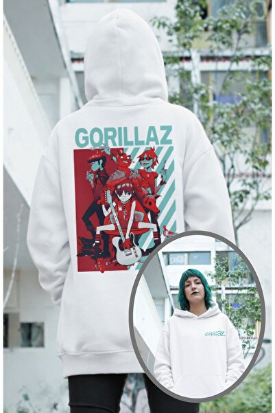 Fuddy Moda Unisex Oversize kroj Gorillaz Back Štampano Sa kapuljačom dukserica