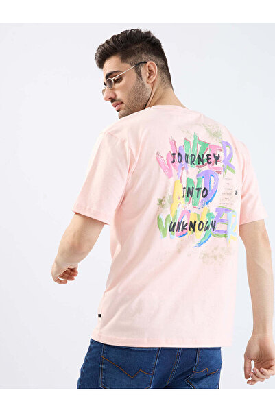 STATUS QUO Back Print Peach Oversized T-shirt