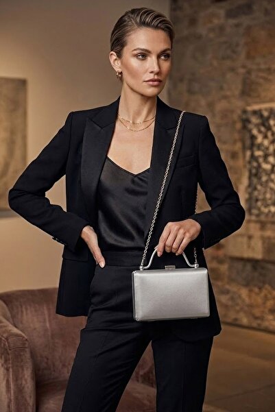 VAROL ÇANTA Varol 749 Skin Women's Evening Dress Bag Silver