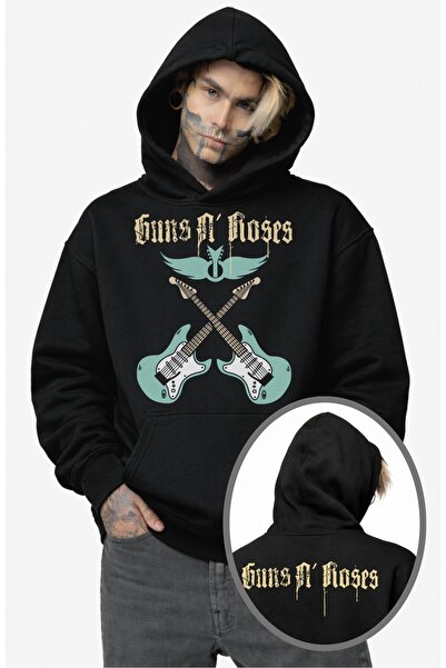 Fuddy Moda سويت شيرت للجنسين من Guns N Roses Ense مطبوع بغطاء رأس، هودي كبير ...
