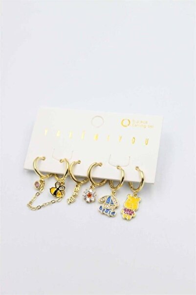 Generic Brand Colorful stone set earrings - gold