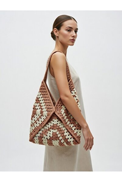 Marjına handmade Hasır bohem el örgüsü çanta