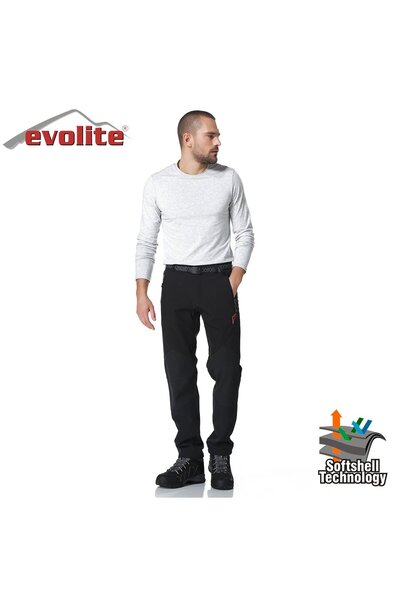 Evolite Erkek Siyah Spor Pantolon Blackhole Softshell