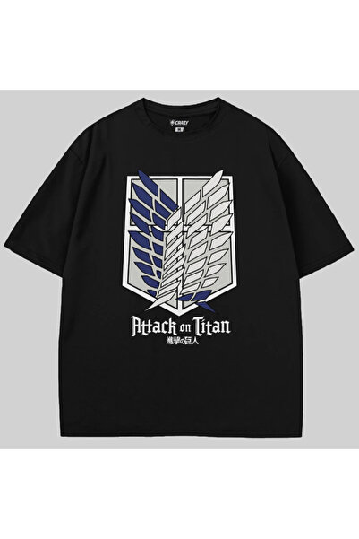 Crazy Tricou cu logo-ul Attack On Titan și text supradimensionat
