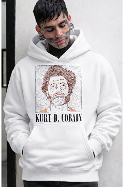 Fuddy Moda Hanorac unisex Nirvana Kurt Cobain cu imprimeu cu glugă, hanorac c...